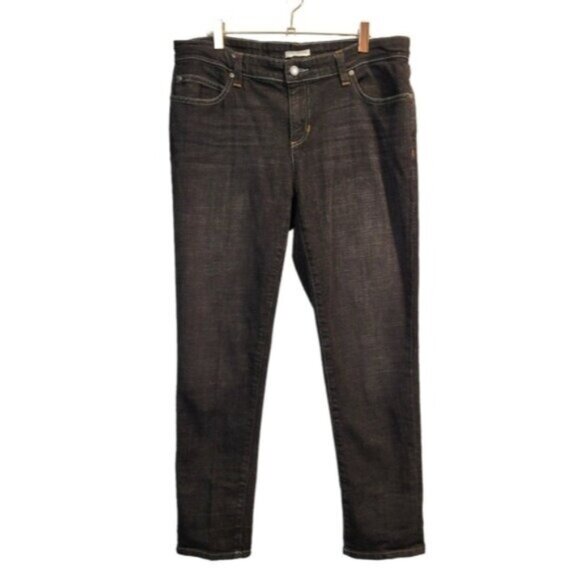 Eileen Fisher | Mid Rise Skinny Jeans Charcoal Gray Black Wash - Picture 1 of 6